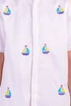 Shop_Partykles_White Cotton Embroidery Ship Motif Shirt _Online_at_Aza_Fashions