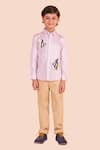 Buy_Partykles_Pink Cotton Embroidery Fish Motif Shirt _at_Aza_Fashions