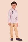 Buy_Partykles_Pink Cotton Embroidery Fish Motif Shirt _Online_at_Aza_Fashions