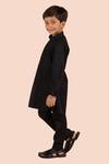 Partykles_Black Cotton Satin Beads, Stones Embroidered Kurta Set _Online
