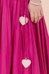 Partykles_Pink Cotton, Silk Beads Embroidered Heart Motif Blazer And Lehenga Set _at_Aza_Fashions