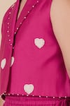 Buy_Partykles_Pink Cotton, Silk Beads Embroidered Heart Motif Blazer And Lehenga Set 