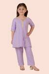 Buy_Partykles_Purple Polyester, Silk Sequins, Embroidery Kurta Set _at_Aza_Fashions