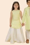Buy_Partykles_Yellow Silk, Chanderi Sequins, Embroidery A-line Kurta And Skirt Set _at_Aza_Fashions