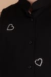 Partykles_Black 100% Cotton Satin Embroidered Swarovski Shirt _at_Aza_Fashions