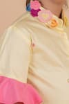 Partykles_Yellow 100% Cotton Satin Embroidered Heart Shirt _at_Aza_Fashions