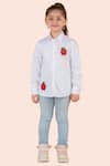 Partykles_White 100% Cotton Satin Embroidered Heart Ladybug Shirt _Online_at_Aza_Fashions