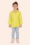 Buy_Partykles_Yellow 100% Cotton Satin Embroidered Butterfly And Dragonfly Motif Shirt _at_Aza_Fashions