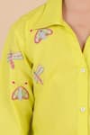 Buy_Partykles_Yellow 100% Cotton Satin Embroidered Butterfly And Dragonfly Motif Shirt _Online_at_Aza_Fashions