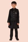 Buy_Partykles_Black Gabardine Embroidered Bead Placed Bundi Kurta Set _at_Aza_Fashions