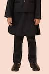 Shop_Partykles_Black Gabardine Embroidered Bead Placed Bundi Kurta Set 