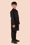 Buy_Partykles_Black Gabardine Embroidered Bead Placed Bundi Kurta Set _Online