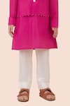 Partykles_Pink Cotton Silk Embroidered Pearl Hem Bundi Kurta Set _Online_at_Aza_Fashions