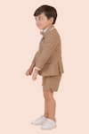 Partykles_Brown Linen Solid Blazer Shorts Set _Online_at_Aza_Fashions