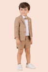 Buy_Partykles_Brown Linen Solid Blazer Shorts Set _Online_at_Aza_Fashions