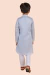 Shop_Partykles_Blue Cotton Silk Embroidered Thread Lion Placement Kurta With Pant _at_Aza_Fashions