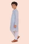 Shop_Partykles_Blue Cotton Silk Embroidered Thread Lion Placement Kurta With Pant _Online_at_Aza_Fashions