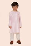 Buy_Partykles_Pink Cotton Silk Embroidered Bead Seahorse Placement Kurta With Pant _at_Aza_Fashions