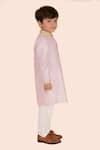 Shop_Partykles_Pink Cotton Silk Embroidered Bead Seahorse Placement Kurta With Pant _Online_at_Aza_Fashions