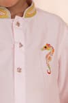 Partykles_Pink Cotton Silk Embroidered Bead Seahorse Placement Kurta With Pant _at_Aza_Fashions