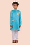 Buy_Partykles_Blue Cotton Satin Embroidered Bead Hot Air Balloon Kurta With Pant _at_Aza_Fashions