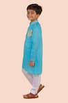 Partykles_Blue Cotton Satin Embroidered Bead Hot Air Balloon Kurta With Pant _Online_at_Aza_Fashions