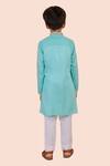 Shop_Partykles_Blue Cotton Satin Embroidered Bead Starfish Kurta With Pant _at_Aza_Fashions