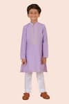 Buy_Partykles_Purple Cotton Silk Embroidered Bead Heart Vine Placket Kurta With Pant _at_Aza_Fashions