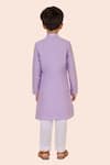 Shop_Partykles_Purple Cotton Silk Embroidered Bead Heart Vine Placket Kurta With Pant _at_Aza_Fashions