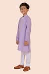 Partykles_Purple Cotton Silk Embroidered Bead Heart Vine Placket Kurta With Pant _at_Aza_Fashions