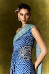 Shop_Jodi_Blue Satin Silk Print Abstract Asymmetric Zaroon Saree Dress _Online_at_Aza_Fashions