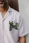 Buy_Jodi_Off White Cotton Slub Embroidered Blanket Stitch Bel Applique Work Shirt _Online_at_Aza_Fashions