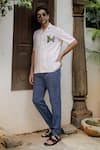 Shop_Jodi_Off White Cotton Slub Embroidered Blanket Stitch Bel Applique Work Shirt _Online_at_Aza_Fashions