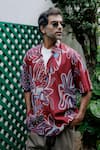 Shop_Jodi_Maroon Modal Screen Printed Abstract Simul Oversized Shirt _Online_at_Aza_Fashions