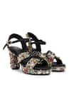 Buy_Anaar_Black Bead And Stone Work Cross Strap Heels _at_Aza_Fashions