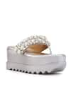 Anaar_Silver Stone Work Wedge Sandals _Online_at_Aza_Fashions