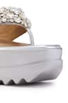 Anaar_Silver Stone Work Wedge Sandals _at_Aza_Fashions