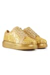 Buy_Anaar_Gold Acrylic Mirror Terazzo And Cutdana Sneakers _at_Aza_Fashions