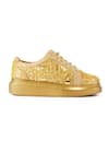 Buy_Anaar_Gold Acrylic Mirror Terazzo And Cutdana Sneakers _Online_at_Aza_Fashions