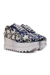 Buy_Anaar_Blue Dabka Moonwalk Celestial Motif Embroidered Wedge Sneakers _at_Aza_Fashions