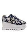 Buy_Anaar_Blue Dabka Moonwalk Celestial Motif Embroidered Wedge Sneakers _Online_at_Aza_Fashions