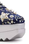 Anaar_Blue Dabka Moonwalk Celestial Motif Embroidered Wedge Sneakers _at_Aza_Fashions