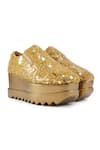 Buy_Anaar_Gold Mosaic Embellished Wedge Sneakers _at_Aza_Fashions