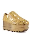 Anaar_Gold Mosaic Embellished Wedge Sneakers _Online_at_Aza_Fashions