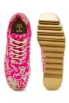 Shop_Anaar_Pink Dabka Sajna And Pita Work Wedge Sneakers _at_Aza_Fashions