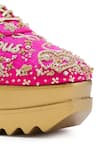 Anaar_Pink Dabka Sajna And Pita Work Wedge Sneakers _at_Aza_Fashions