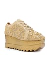 Anaar_Gold Jadau Brocade Sneakers _Online_at_Aza_Fashions