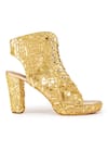 Anaar_Gold Acrylic Mirror Sans Seri Boss And Cutdan Embroidered Boots _Online_at_Aza_Fashions