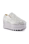 Anaar_Silver Acrylic Mirror Saturday Night And Cutdana Embroidered Sneakers _Online_at_Aza_Fashions