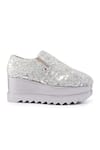 Buy_Anaar_Silver Acrylic Mirror Saturday Night And Cutdana Embroidered Sneakers _Online_at_Aza_Fashions